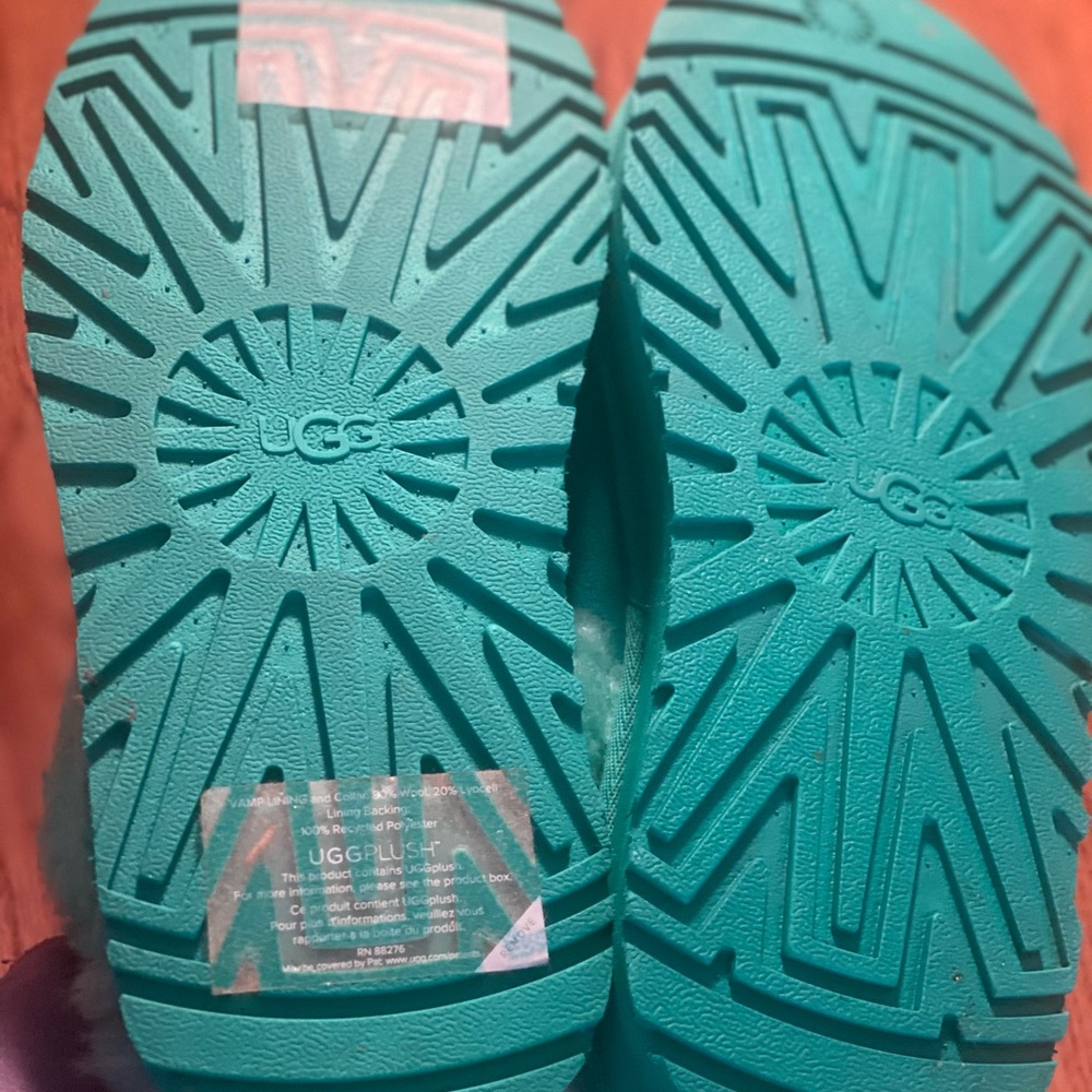 UGG Teal Plush Shearling Slip-On Mules - Picture 4 of 4